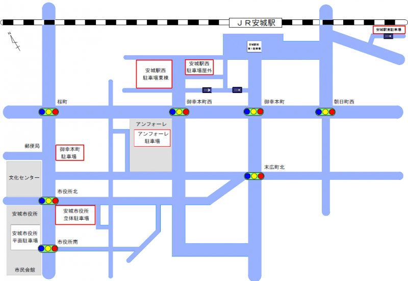 安城駅周辺有料駐車場案内図