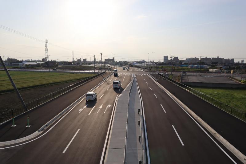 横断歩道橋から西方向を撮影