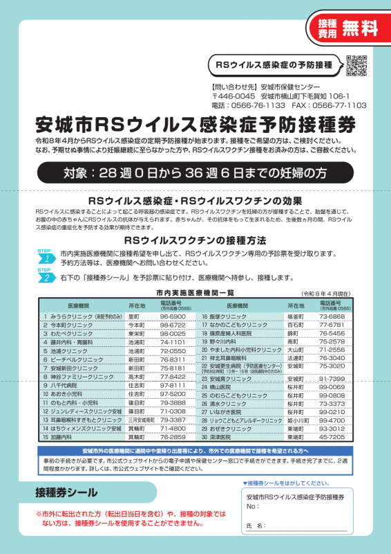 RSウイルス接種券画像A4サイズ版