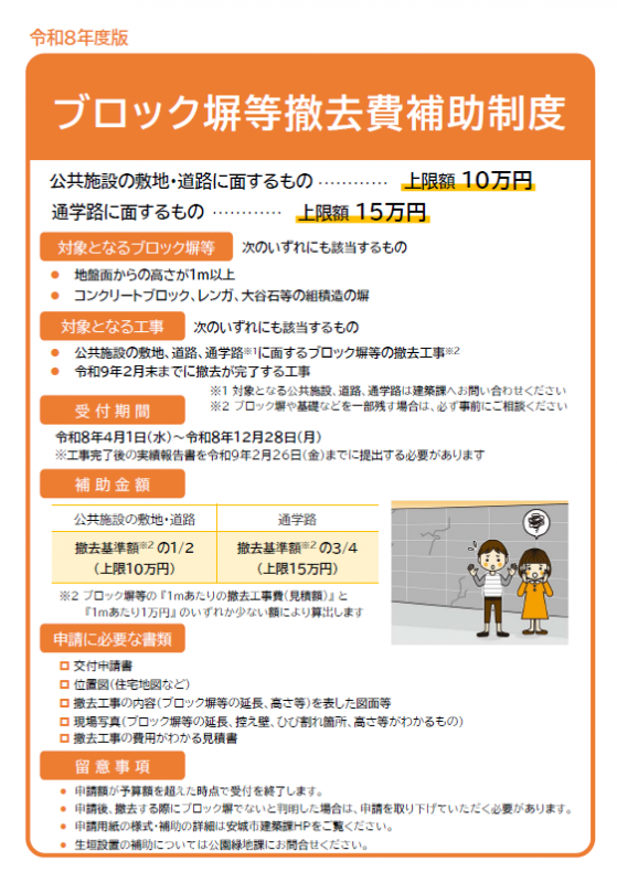 ブロック塀撤去費補助ちらし