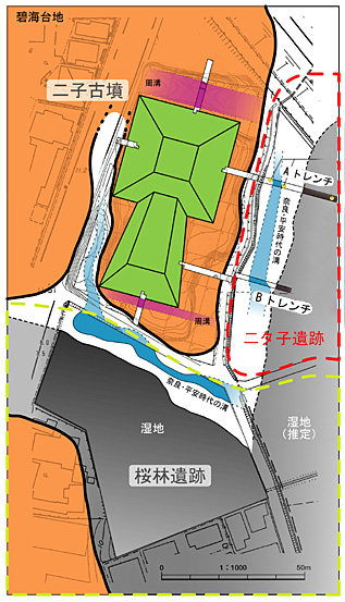 二夕子遺跡周辺　模式図